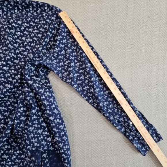 J. Crew Long Sleeve Button-Down Shirt Men's Large Blue Floral Classic Stretch - Picture 13 of 14